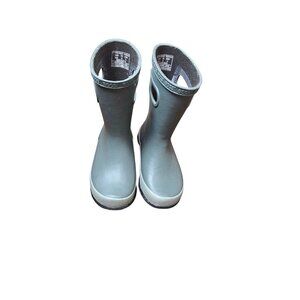 Bogs Kids Solid Waterproof Insulated Rubber Rain Boots Gray Size 11